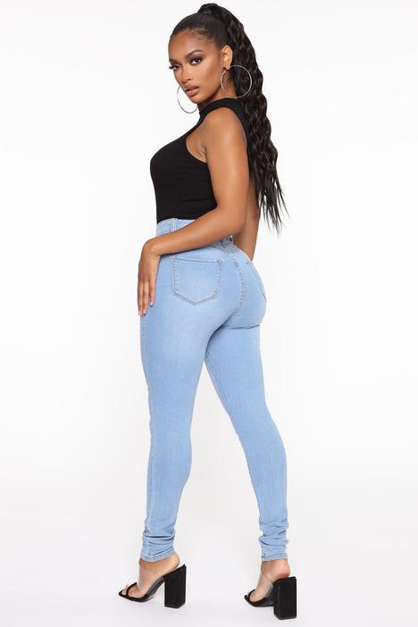 Womens Stretch Denim High-Waisted Skinny Jeans